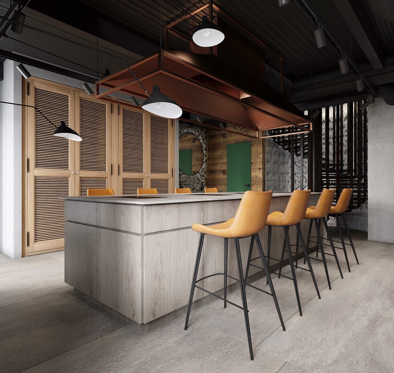 кафе в стиле лофт, интерьер кафе, интерьер, гастробар интерьер, дизайн интерьера