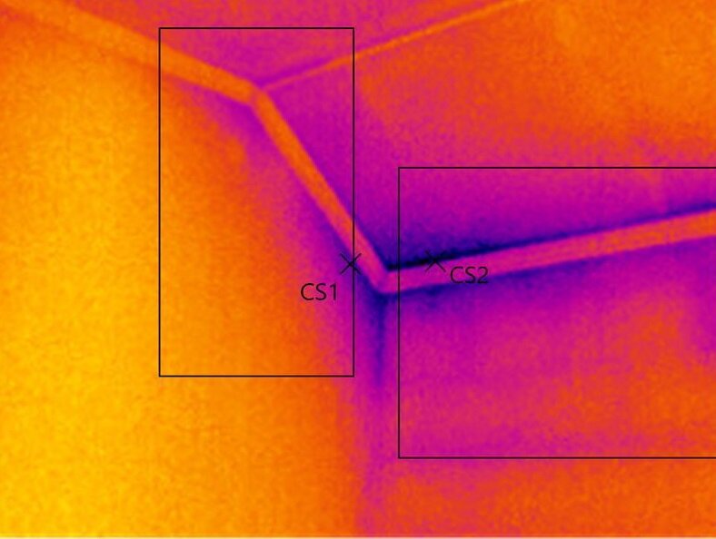 обследование тепловизором, тепловизор строительный мостик холода, тепловизор цвета, тепловизионная съемка, мостики холода на тепловизионной съемке