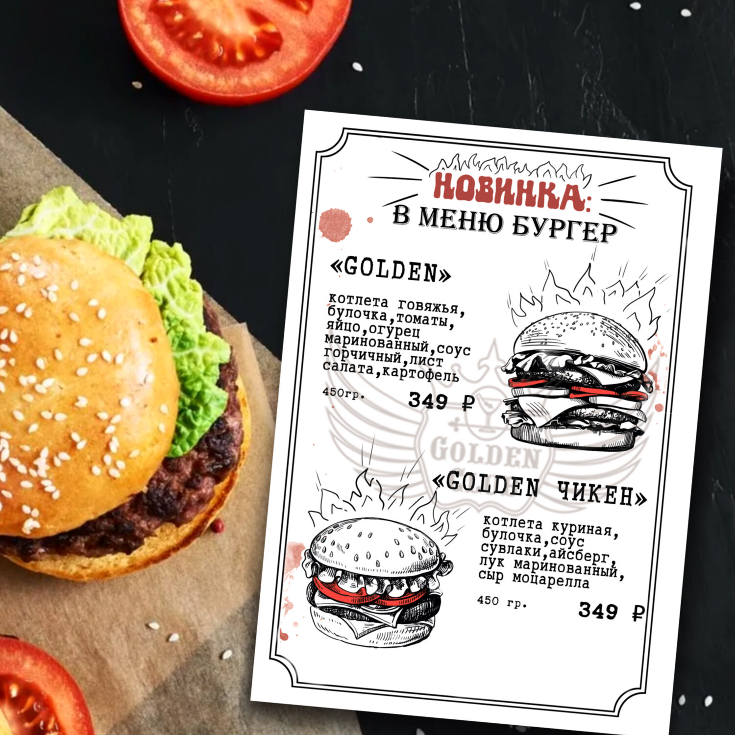 бургер, вкусный бургер, бургер меню, бургер вид сверху, домашний бургер