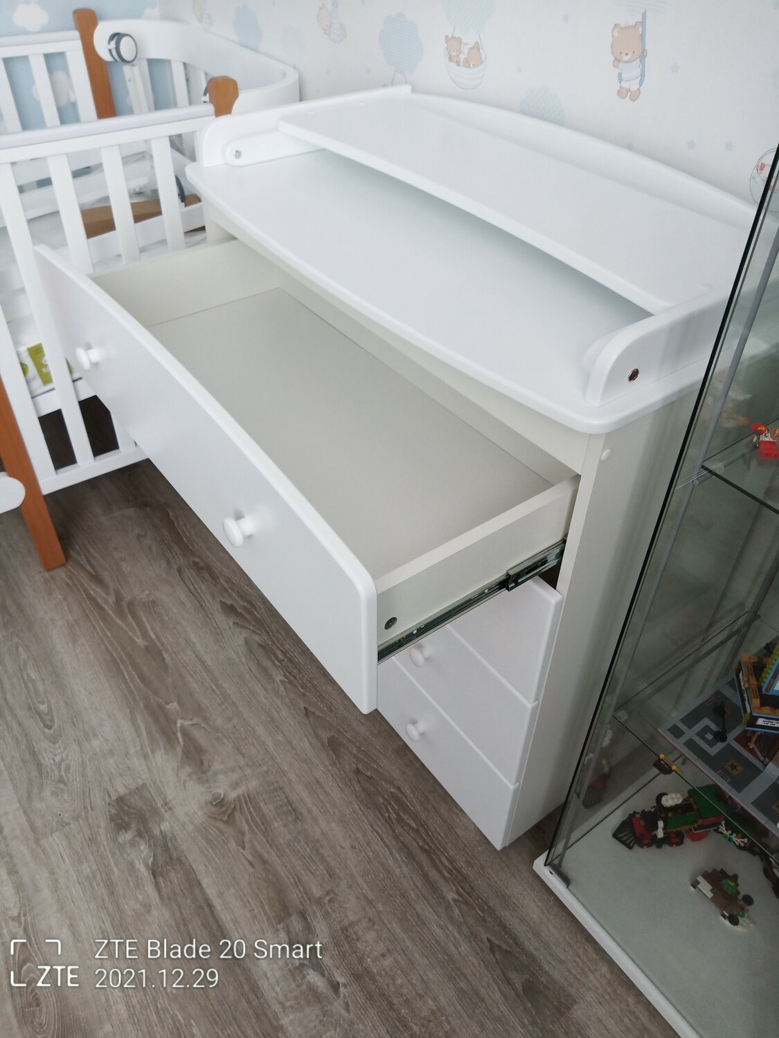 пеленальный комод, ящик hettich multitech, пеленальный столик, комод для пеленания, кроватка для новорожденных + комод для пеленания