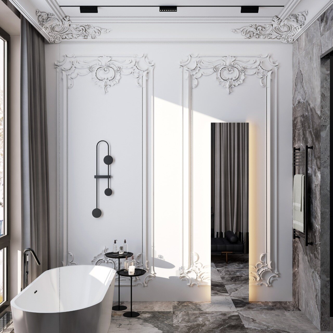 интерьер прихожей неоклассика ар деко, коридор в стиле неоклассика с темными дверцами, прихожая в неоклассическом стиле в загородном доме, прихожая 6 кв в стиле неоклассика, холл ар деко