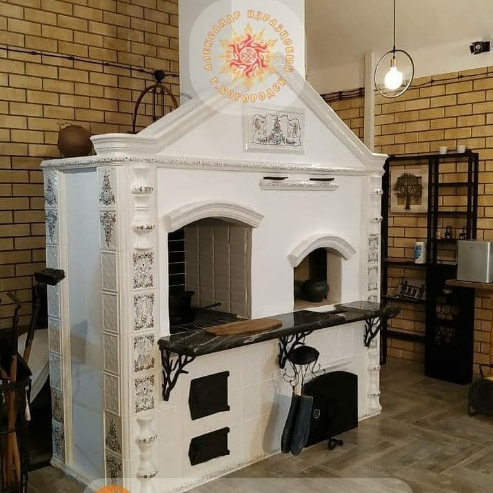 традиционная русская печь, русская печь, русская печь 21 века, многофункциональная русская печь, русская печь белая