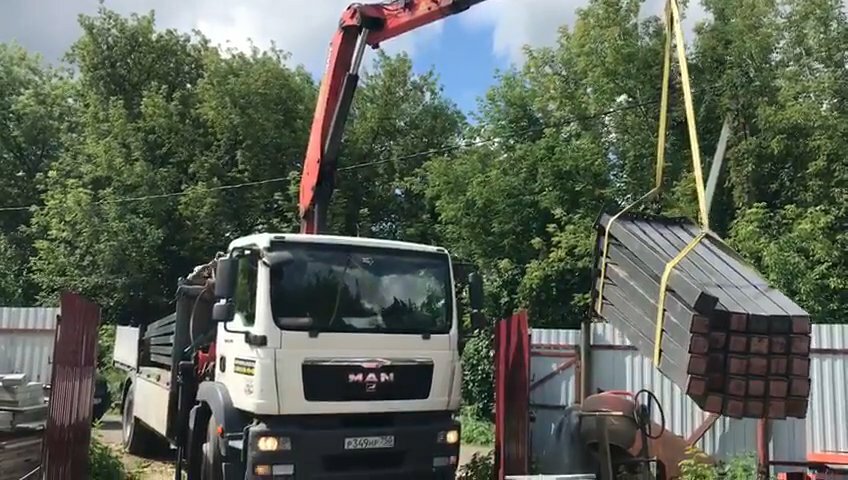 unic 540, разгрузка краном манипулятором, манипулятор 10 тонн, разгрузка манипулятором, кран манипулятор