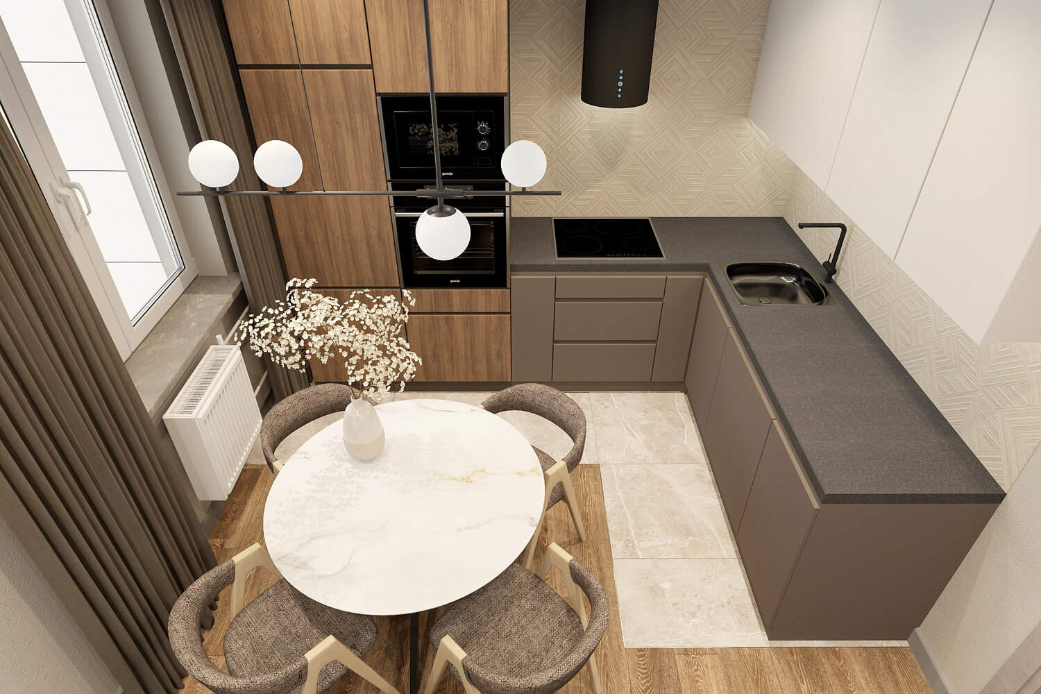 интерьер кухни, кухни, дизайн небольшой кухни, п образная кухня дизайн, кухня 9 кв.м дизайн