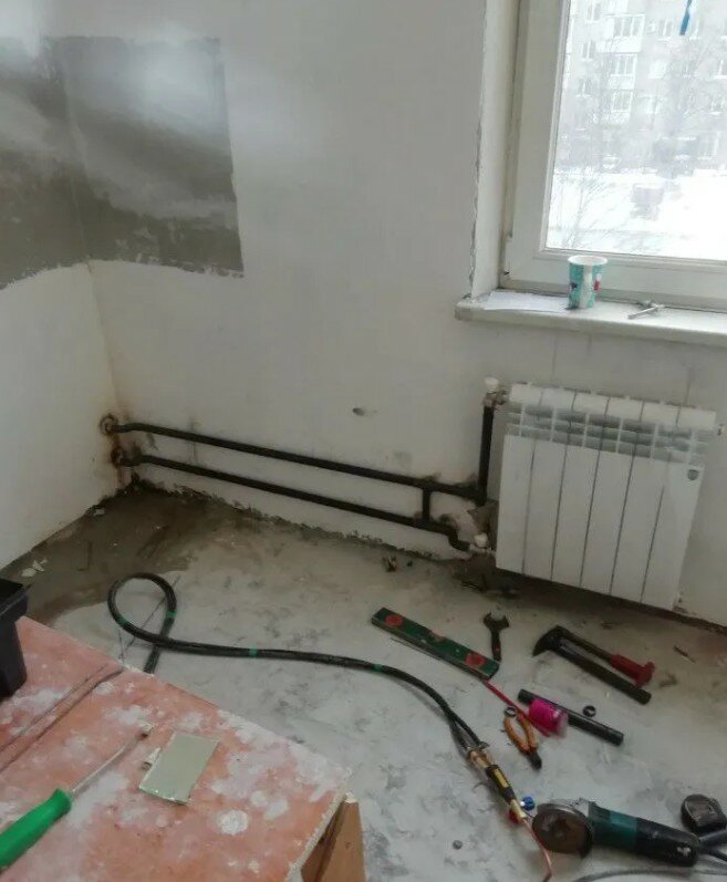 радиатор отопления в квартире, замена радиатора отопления в квартире, перенос радиатора отопления, сшитый полиэтилен для отопления рехау к батареи, подключение радиатора отопления в квартире