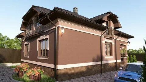фасады домов короед, фасад загородного дома, фасад дома штукатурка, наружный фасад, дизайн фасада частного дома