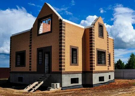 строительство дома из кирпича, строительства дома, дома из кирпича, дома из облицовочного кирпича, кирпичный дом стройка