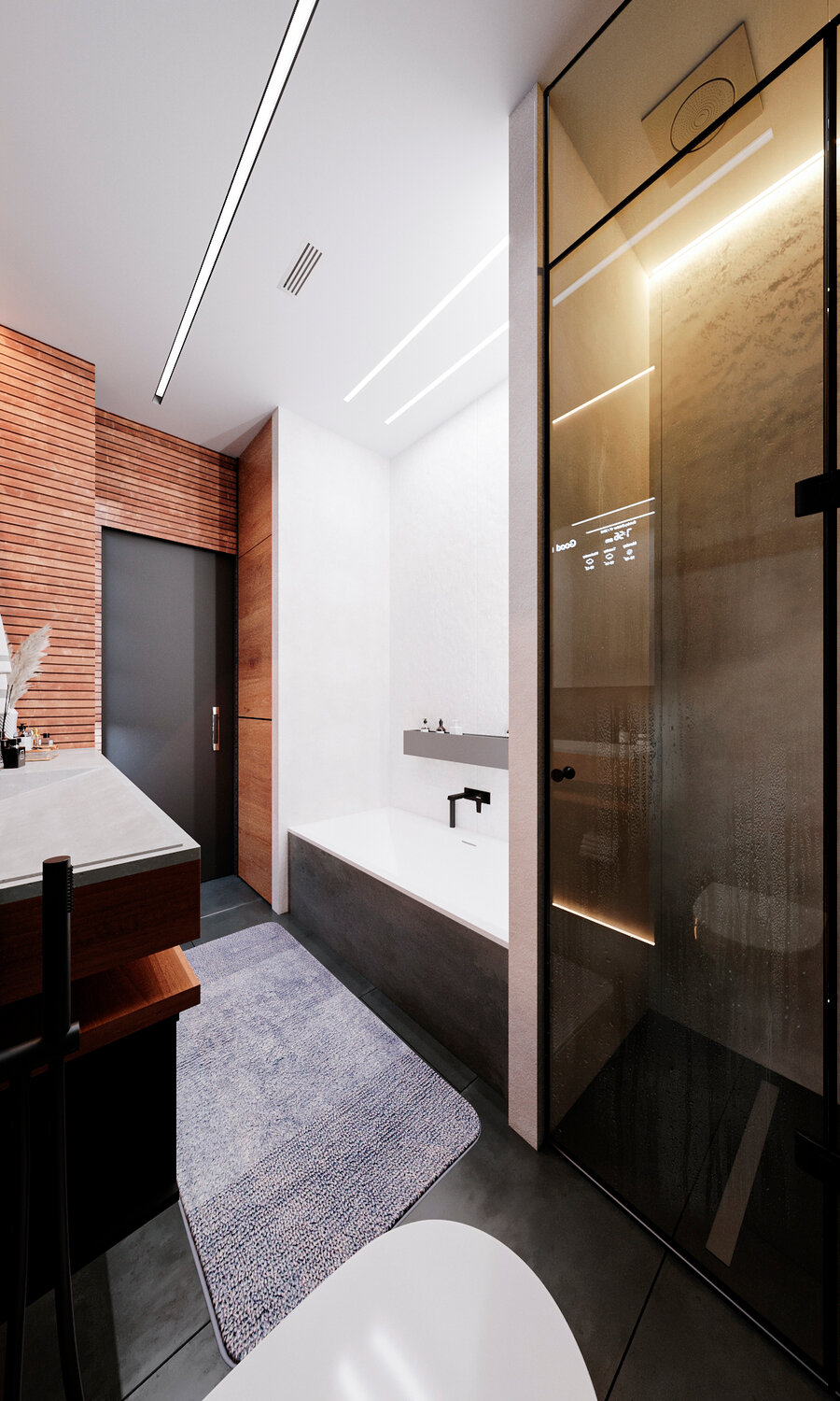 современный интерьер санузла, стильный санузел в квартире, ванная комната, санузел с душевой в современном стиле, интерьер санузла совмещенного в современном стиле