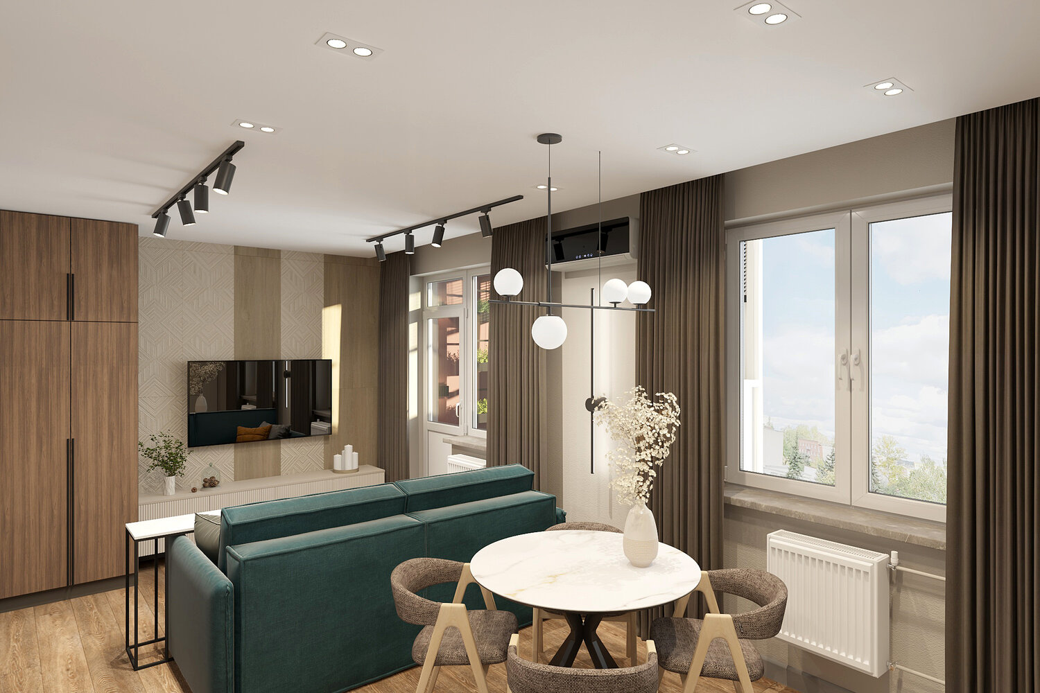 современная кухня гостиная, дизайн квартиры студии, кухня гостиная дизайн, дизайн студии, интерьер кухни гостиной