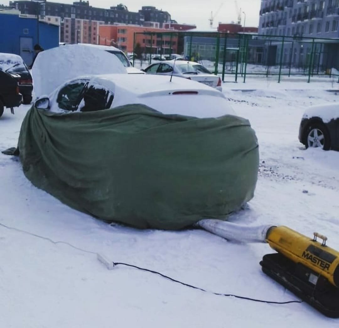 отогрев автомобиля, отогрев автомобиля пушкой, отогрев машины пушкой, отогрев авто, тент для отогрева автомобиля