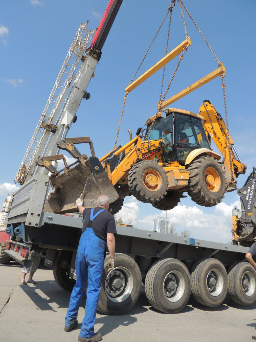 погрузка экскаватора jcb 3 cx краном, xcmg экскаватор 30 тонн, услуги спецтехники, погрузка экскаватора краном, спецтехника экскаватор