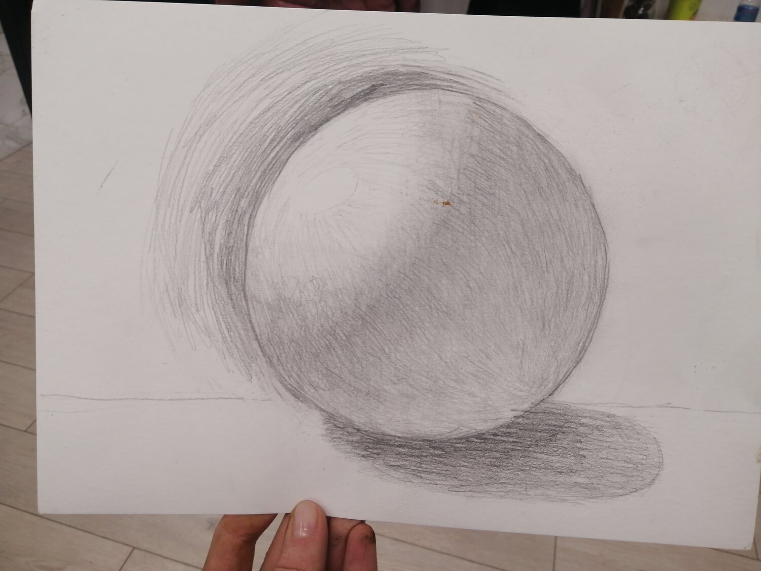 шар карандашом, шар на бумаге карандашом, шар академический рисунок, шар карандашом штриховка, шар набросок