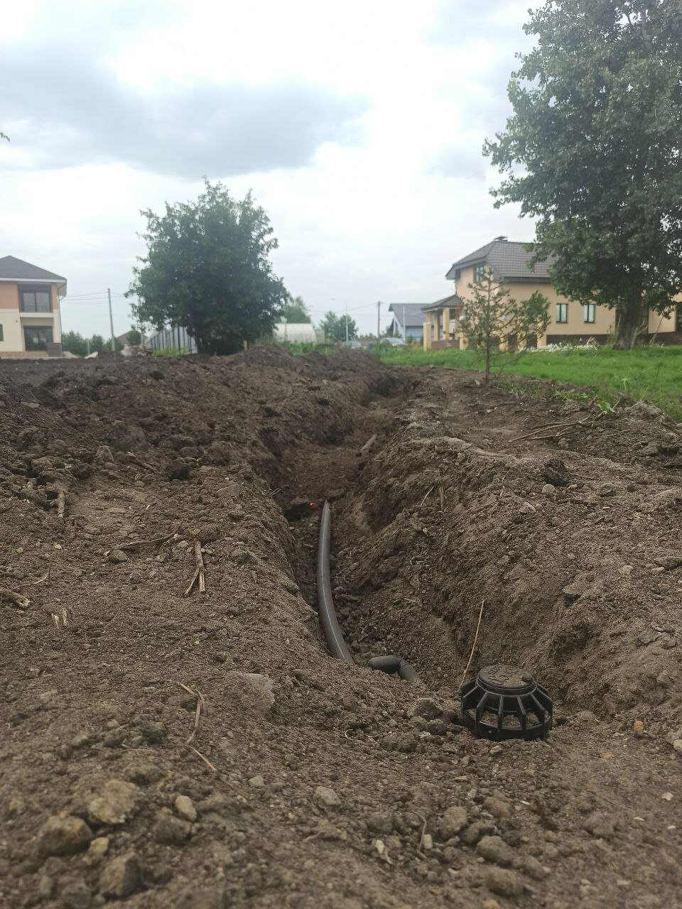 дренаж участка, водопровод, водопровод в кчр, участок, дренаж вокруг дома