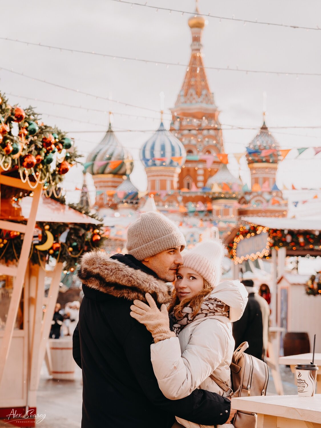 фотосессия пары возле гума, человек, мужчина, новогодняя съемка, москва