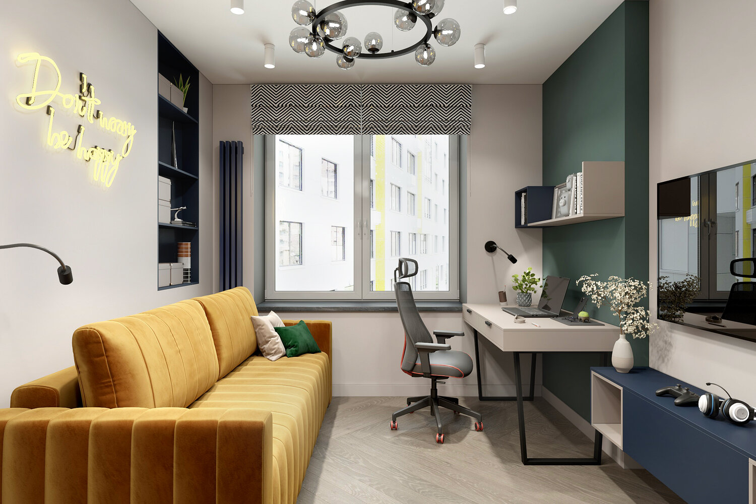 интерьер дизайн, интерьер квартиры, интерьер комнаты подростка, кабинет в квартире в современном стиле, интерьер квартиры студии