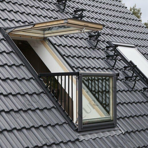 мансардное окно velux, окно-балкон velux cabrio, факро мансардные окна балкон, мансардное окно балкон, мансардные окна