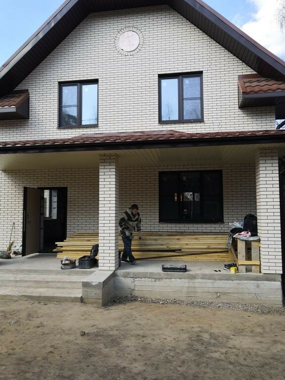 дом обложенный кирпичом, дом в, здание, коттедж, фасад дом