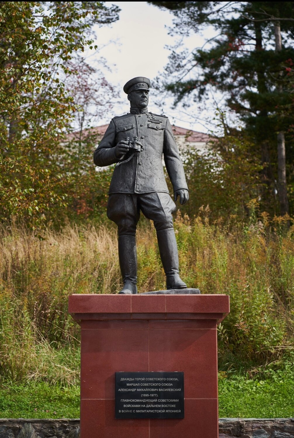 памятник василевскому в южно-сахалинске, памятник, памятник василевскому в хабаровске, памятник маршалу а. м. василевскому, памятник маршалу василевскому в калининграде