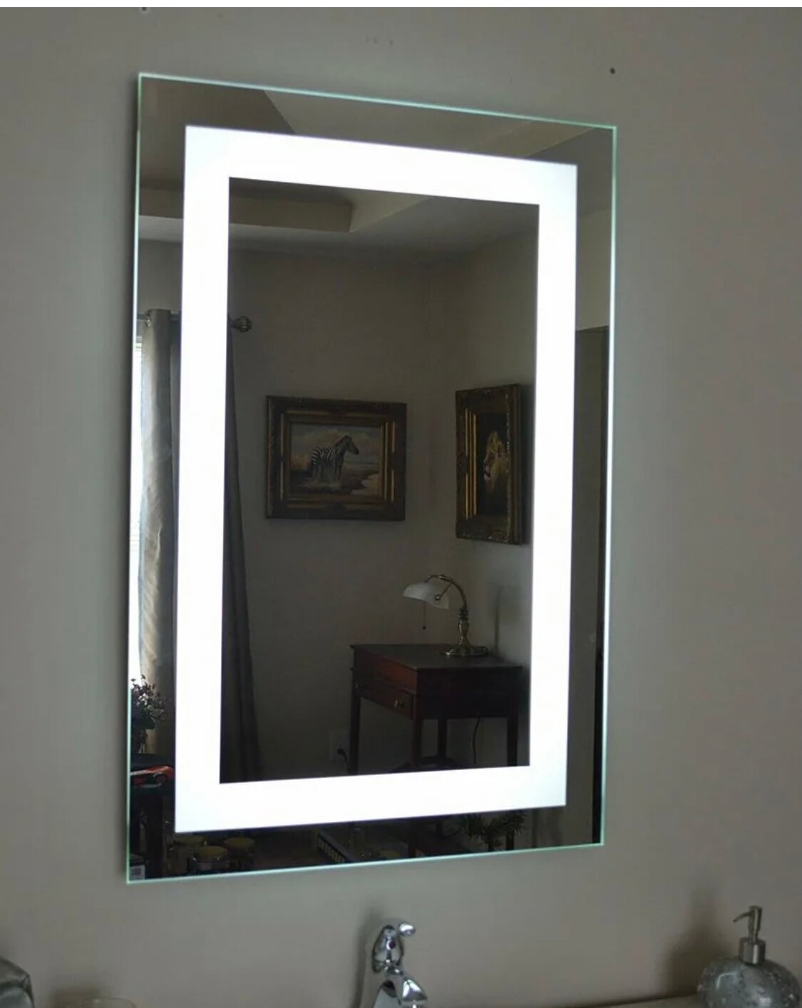 зеркало с подсветкой, зеркало с подсветкой для макияжа на стену, light and mirror зеркало с подсветкой, зеркало диамант со светодиодной подсветкой 750х353 мм, зеркало в ванную с подсветкой light