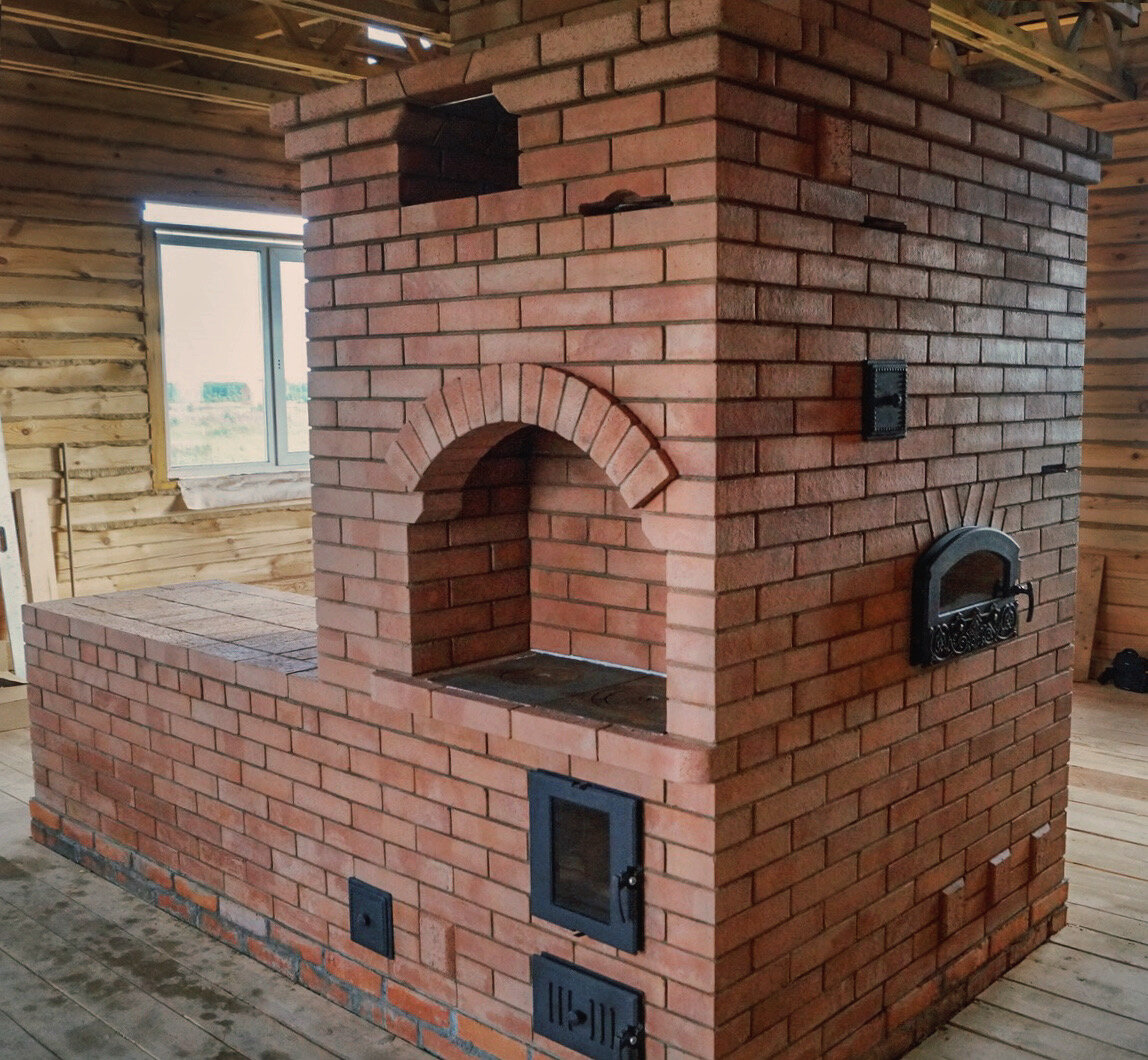 отопительно-варочная печь из кирпича lode, печь отопительно-варочная кирпичная, мини русская печь, печь отопительно-варочная кирпичная 3.5х3.5 кирпича, русская печь