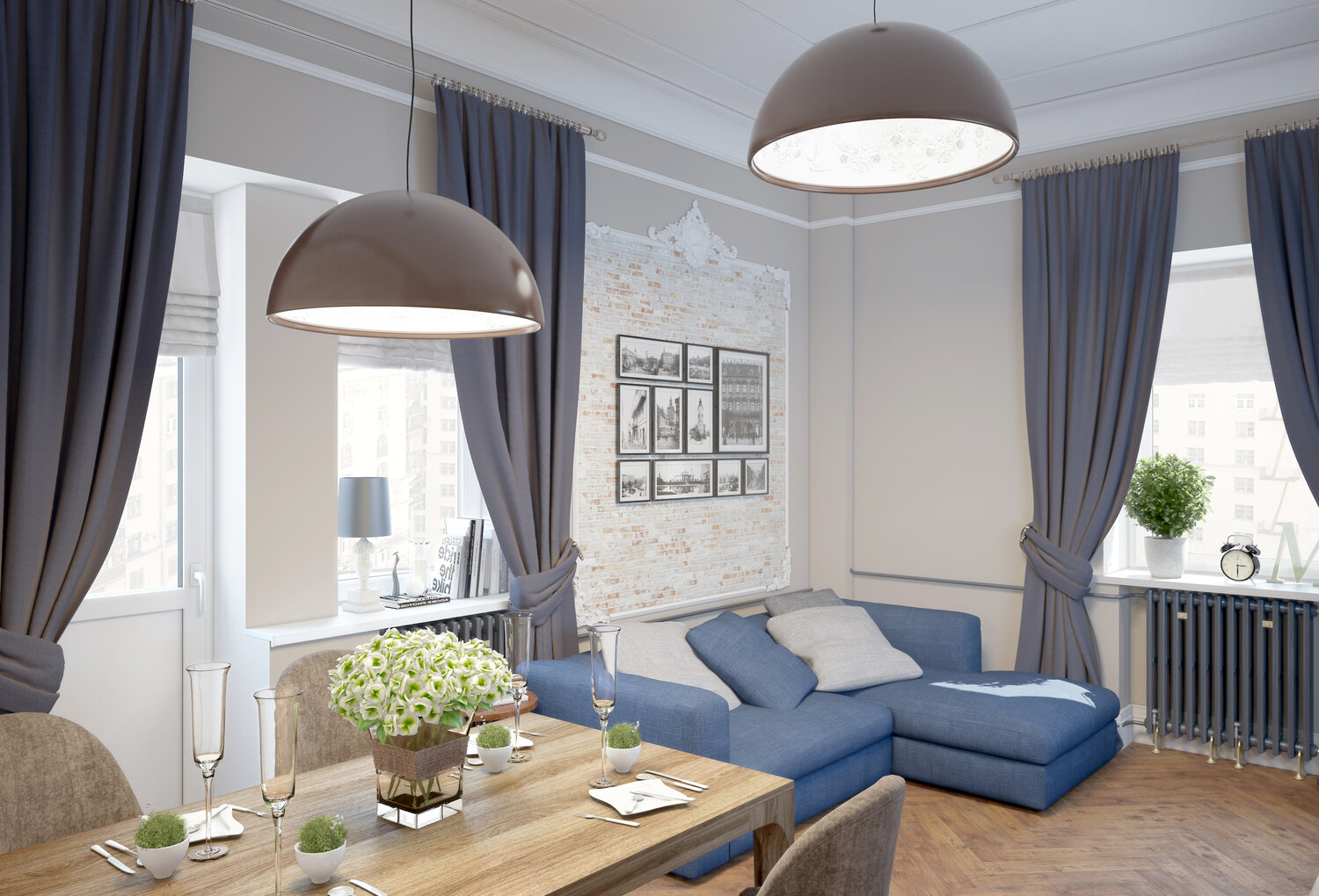 гостиная студия в стиле неоклассика, кухня гостиная в стиле неоклассика, шторы в зал неоклассика, кухня гостиная неоклассика, скандинавские шторы в гостиную