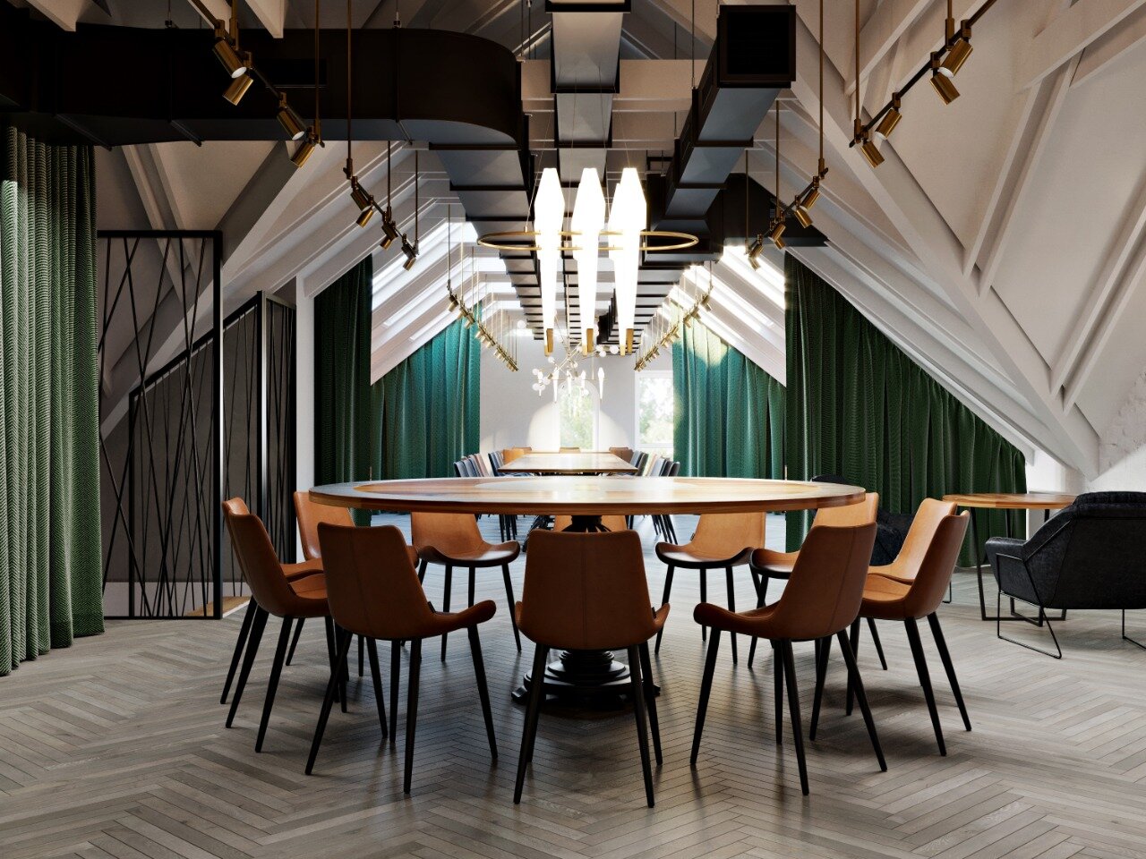 кафе в стиле лофт, интерьер, дизайн интерьера, обеденный стол gramercy table misuraemme, ресторан академия вкуса спб