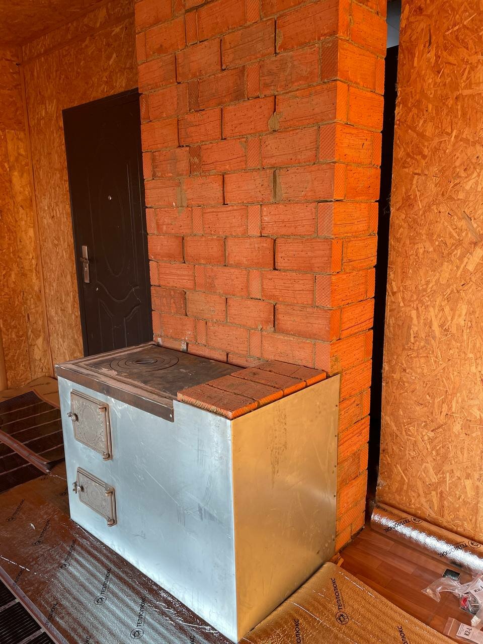 печь для бани кирпичная13м3, кирпичные печи, печь с плитой, печи, облицовка печи