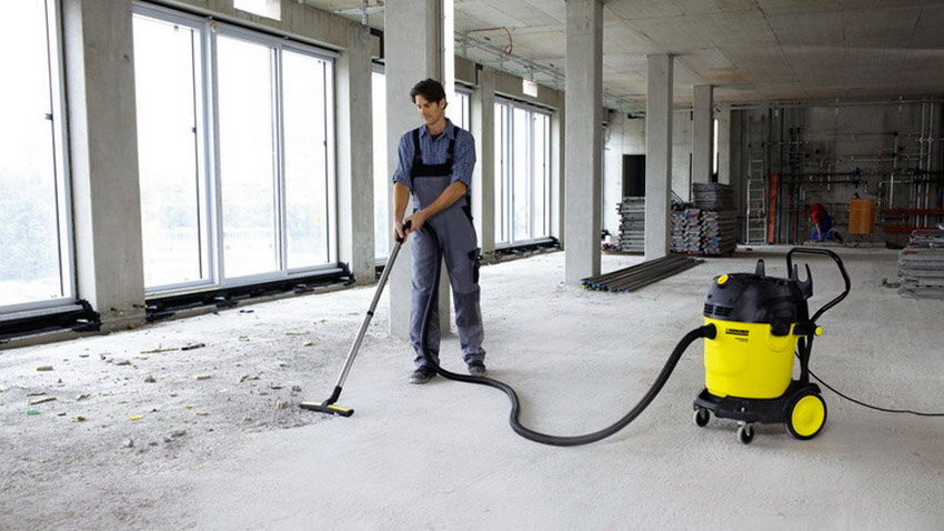 обеспыливание бетонного пола, пылесос karcher, керхер строительный пылесос, керхер nt 65/2, строительный пылесос karcher