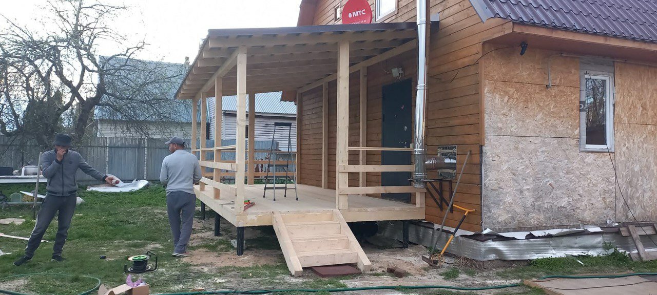 крыльцо к дачному дому, крыльцо для дачи, постройка веранды, пристройка крыльца, крыльцо для бани