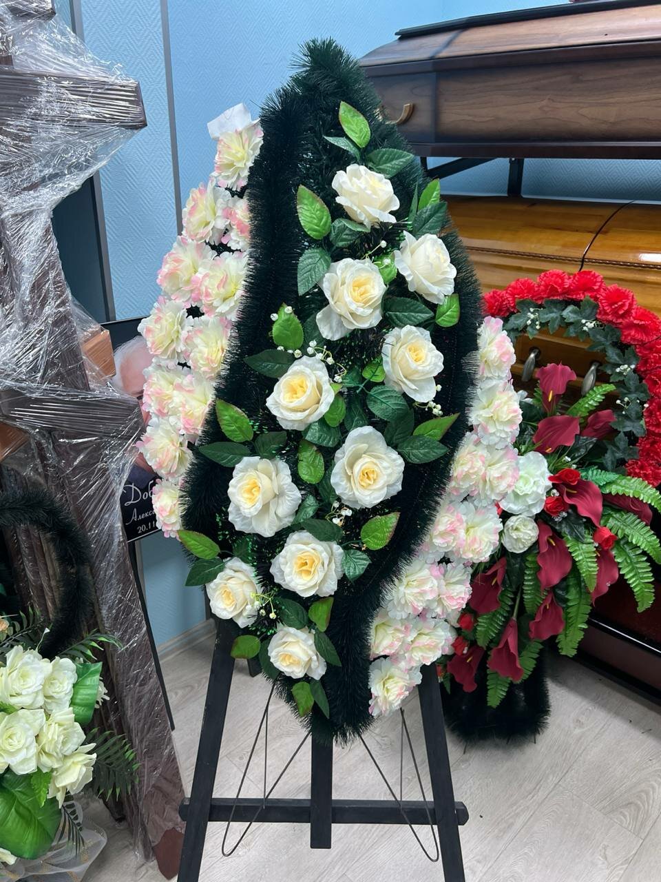 венки похоронные, венок 110 стандарт, похоронный венок, ритуальные венки, ритуальные венки из искусственных цветов