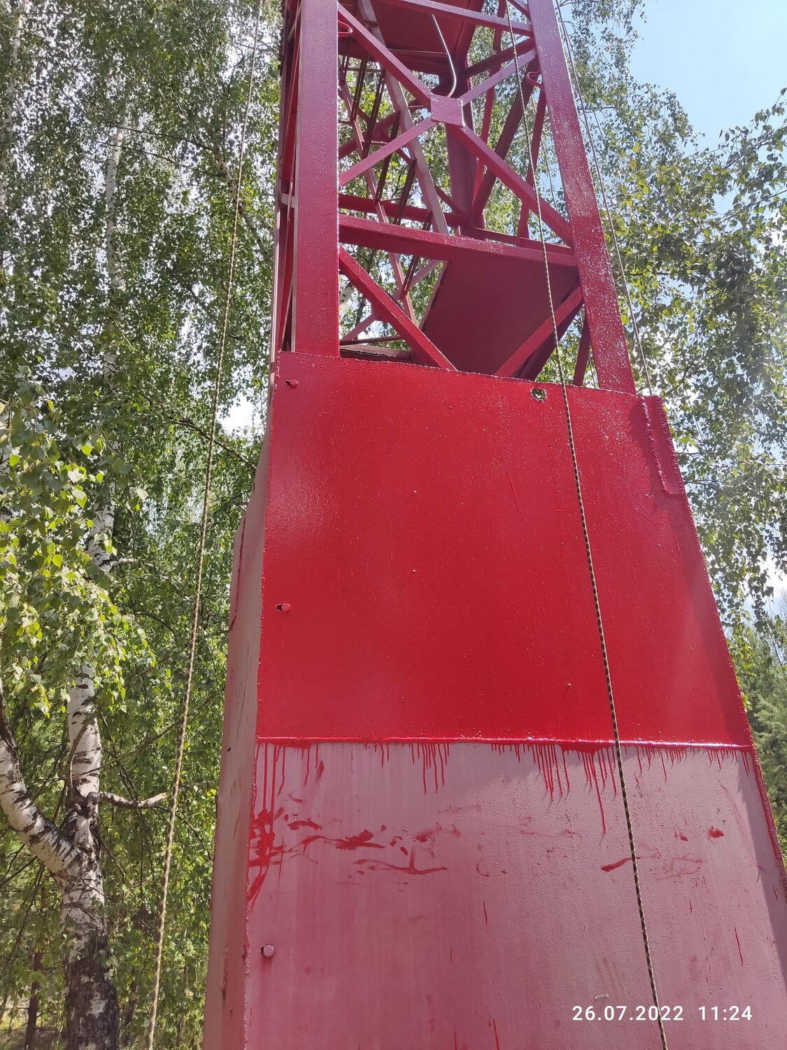 лесная пожарная смотровая вышка, красная башня, шахта башня, пожарная вышка, башня