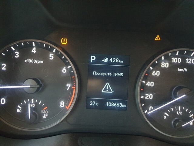 ошибка давления в шинах, hyundai solaris 2020 tpms, солярис панель приборов бензин, солярис панель приборов, бортовой компьютер на хендай солярис 2018