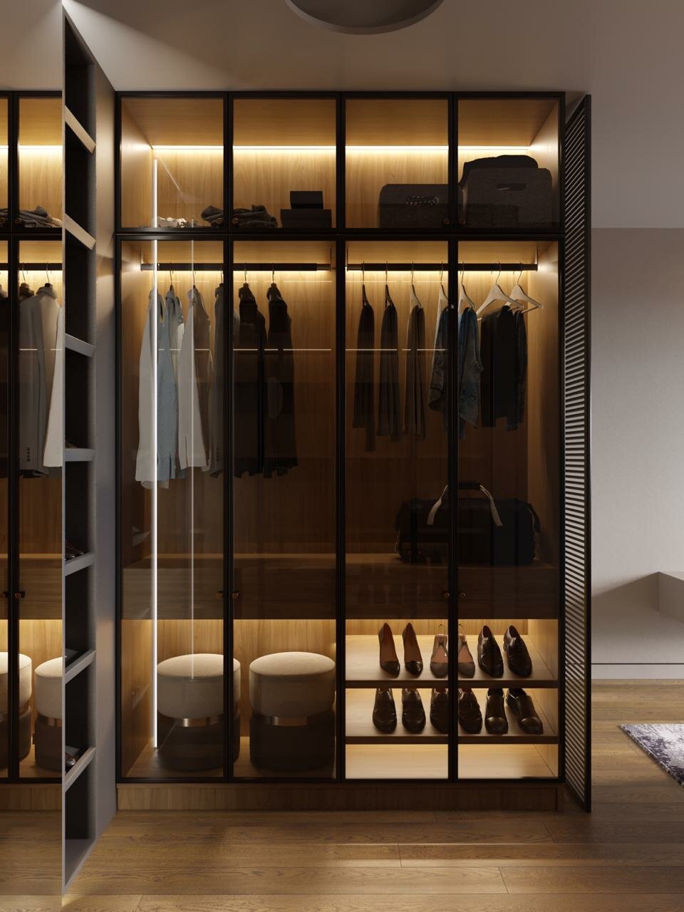 гардеробная, гардероб высокий sense, гардероб, гардеробная комната, гардеробная с подсветкой