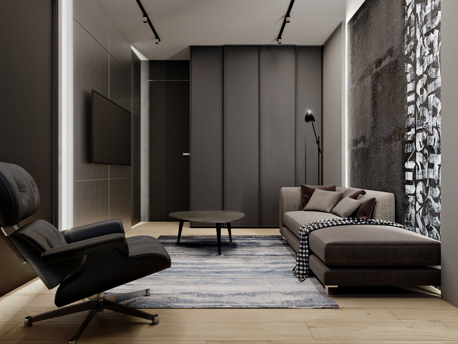 дизайн интерьера, мужской интерьер, минимализм в интерьере, асимметричный стиль в интерьере, дизайн квартир