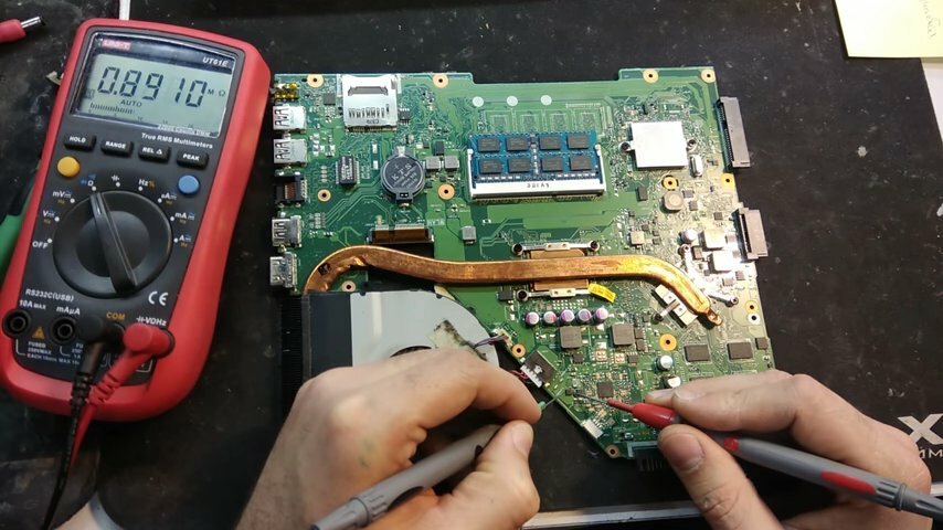 прозвонка материнской платы, контроллер питания ноутбука asus х541u, техника, плат, деталь