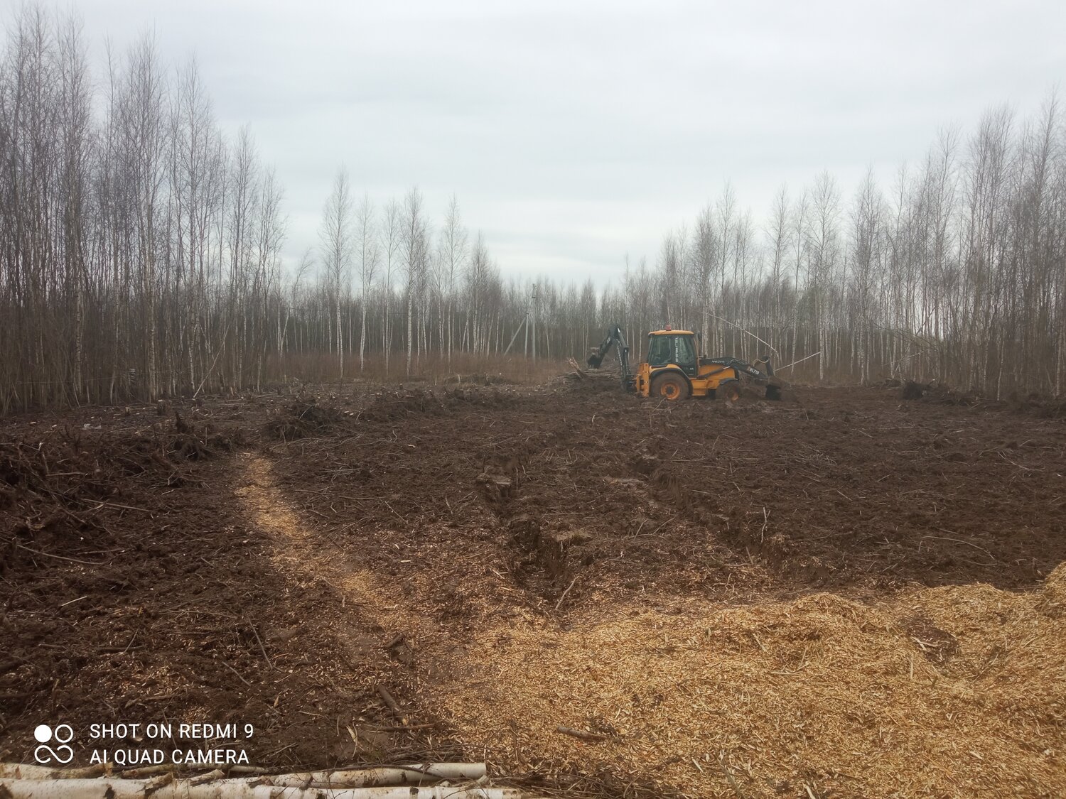 расчистка земель для застройки, опашка делян на бульдозере, участок, земельный участок, торфопредприятие в лужский район