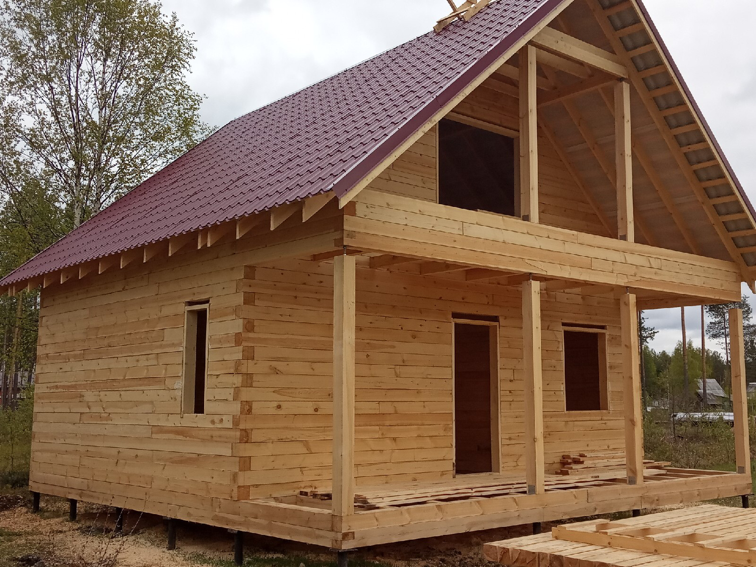 строительство домов из бруса, дом из профилированного бруса с мансардой, строительство домов, строительство бани из бруса 2этажа, баня из бруса 150х150 4х4