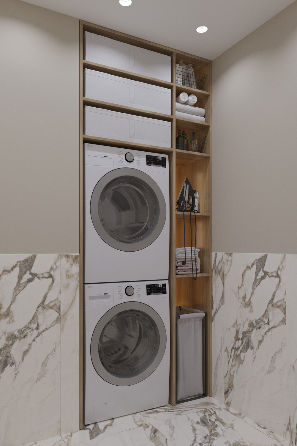встраиваемая стиральная машина, стиральная машина в шкафу, прачечная дизайн, шкаф над стиральной машиной, ванная со стиральной и сушильной машиной