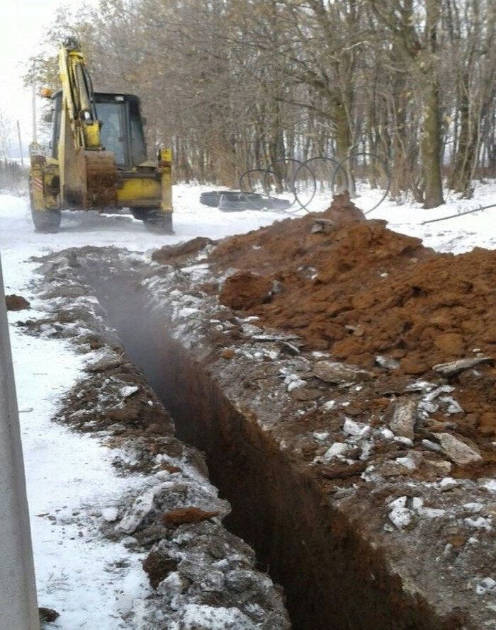 строительство водопровода, строительства, строительство газопровода, водопровод, внутрипоселковый газопровод зима