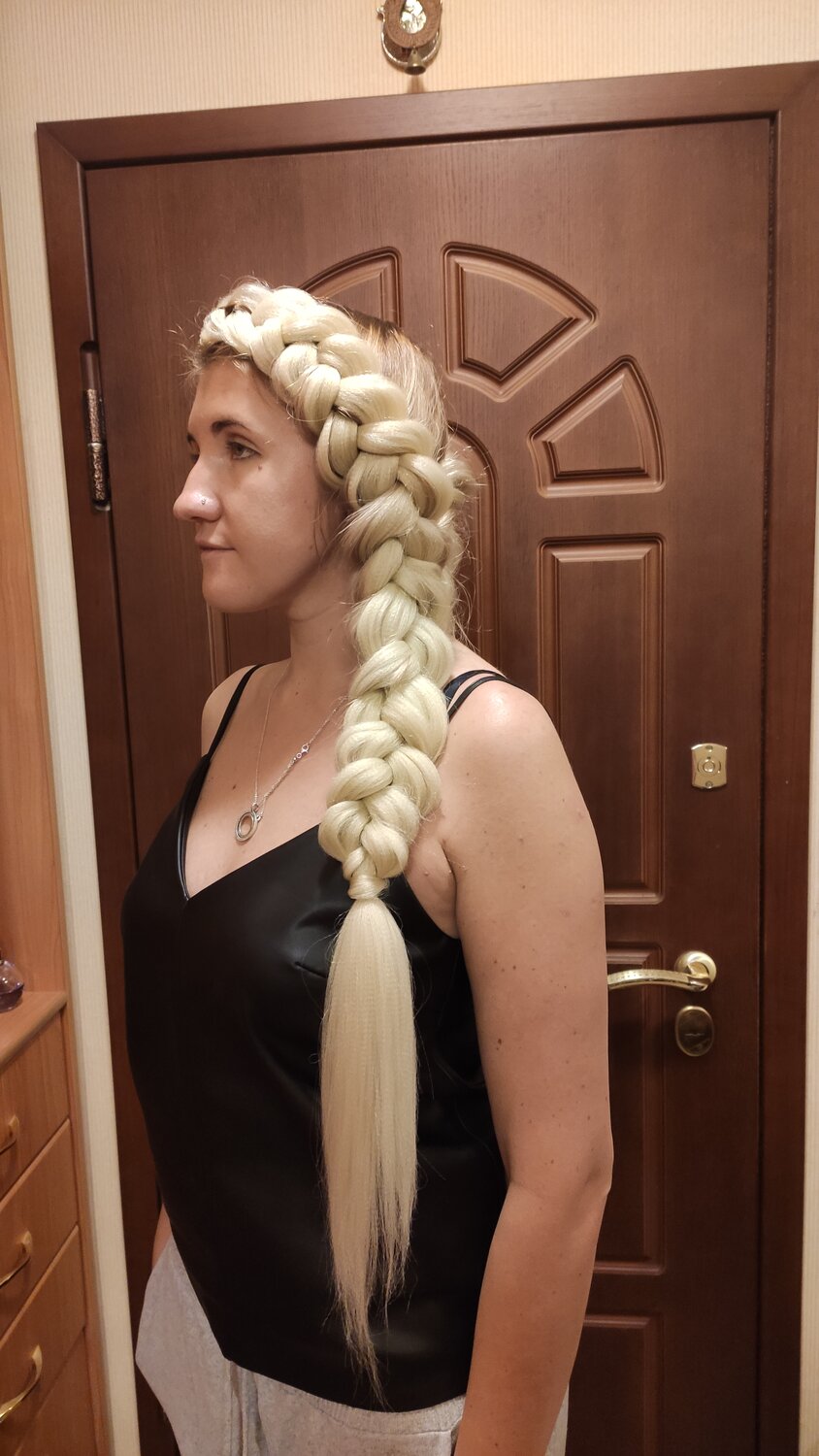 большие косы, плетение кос, косичка, съемные косы, 4 д коса
