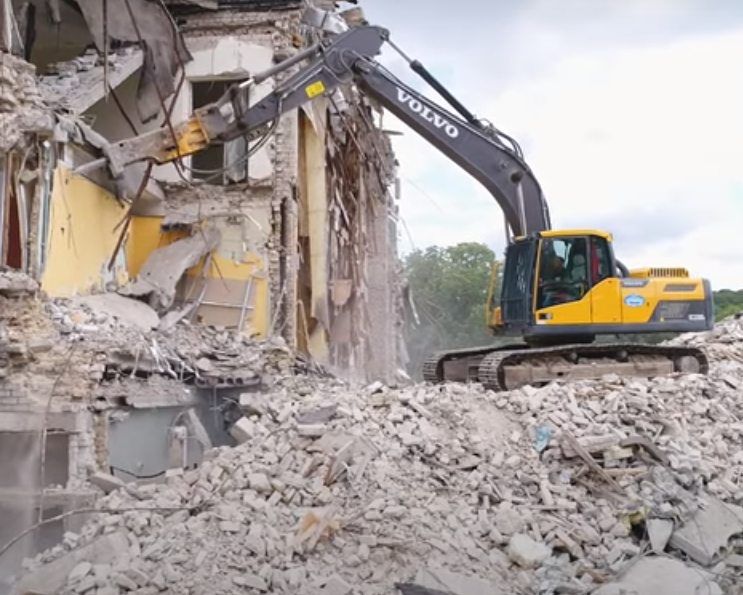 снос, демонтаж зданий, демонтаж, экскаватор demolition, демонтаж здания гидромолотом