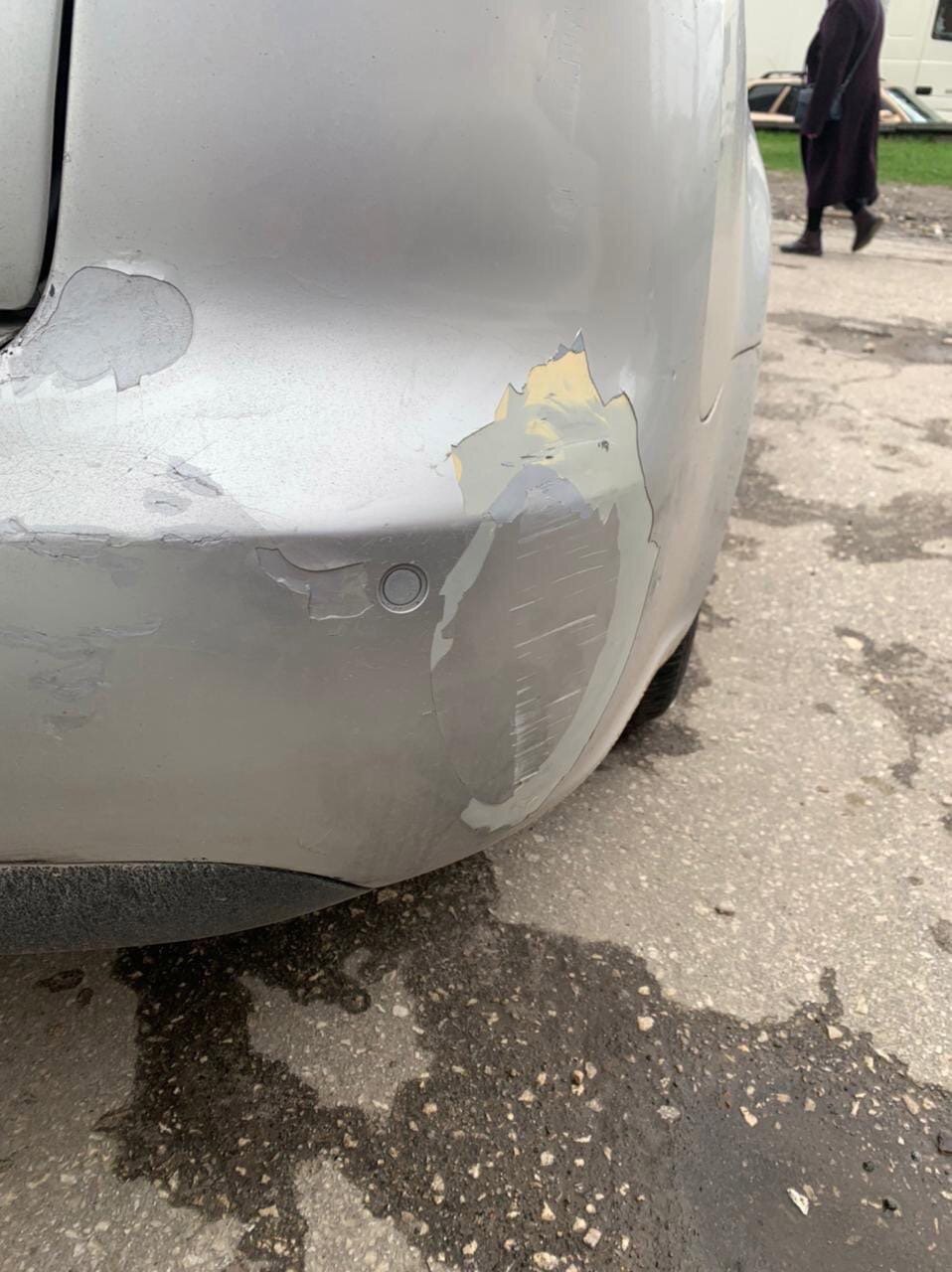 автомобиль, авто, машин, логан 2 помял бампер, бампер