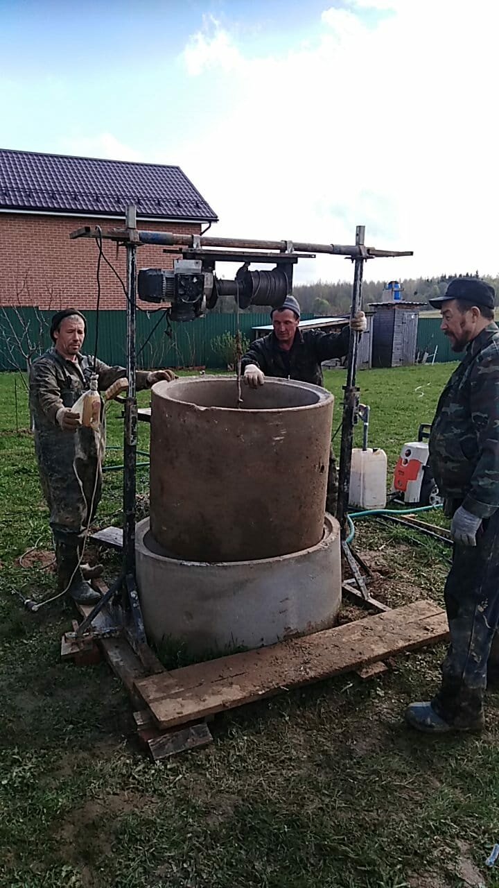 барабан для копки колодца, приспособление для копки колодца, колодец, ведро для копки колодца, колодец из бетонных колец