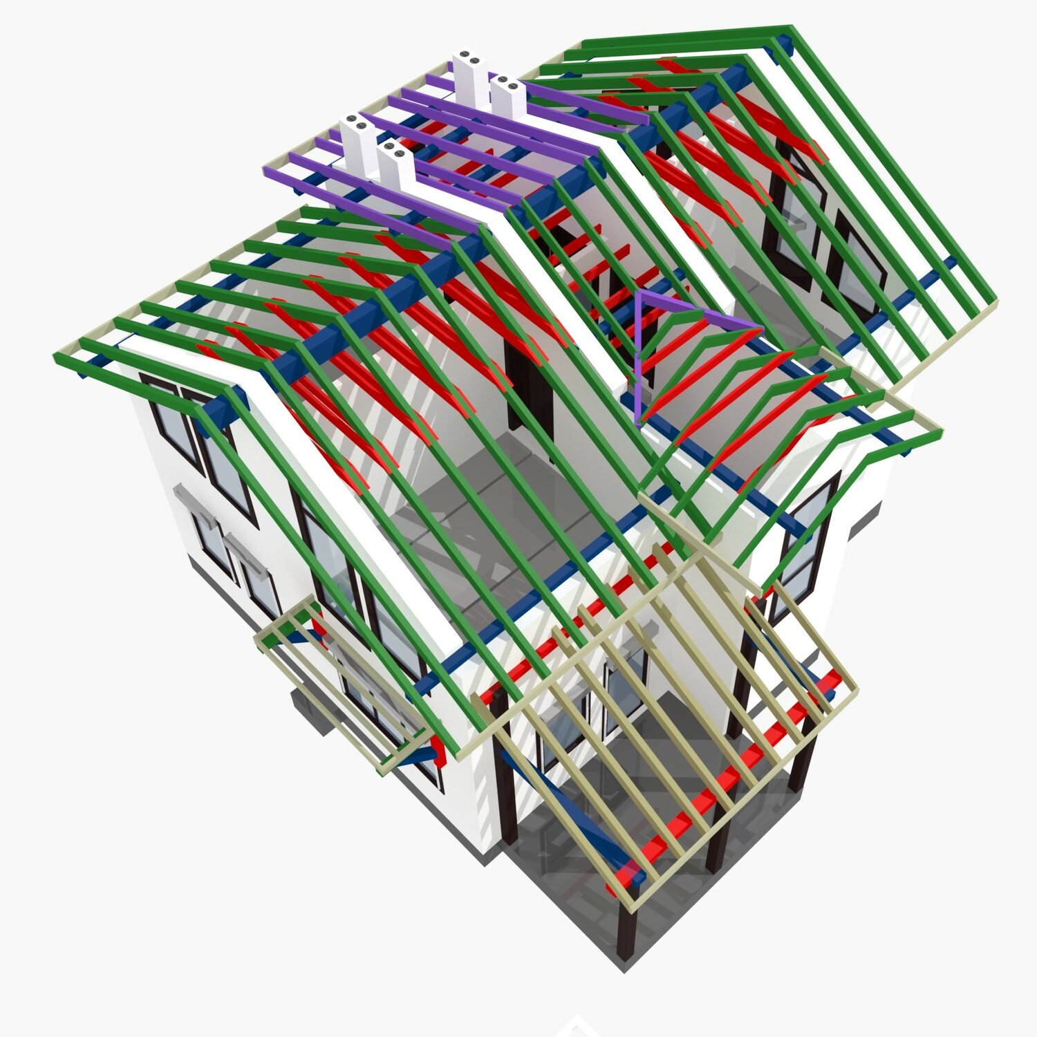 3d узлы в revit, каркасный дом, каркас 3d модель, конструкция, архитектурное проектирование