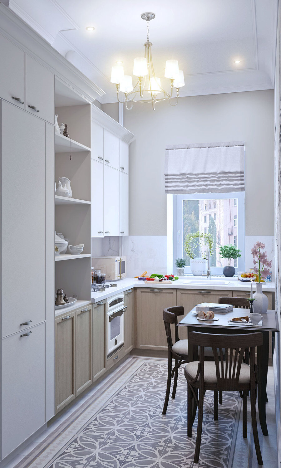 интерьер кухни, кухня в скандинавском стиле, маленькая кухня в скандинавском стиле, интерьер кухни в скандинавском стиле, кухня неоклассика 9м2