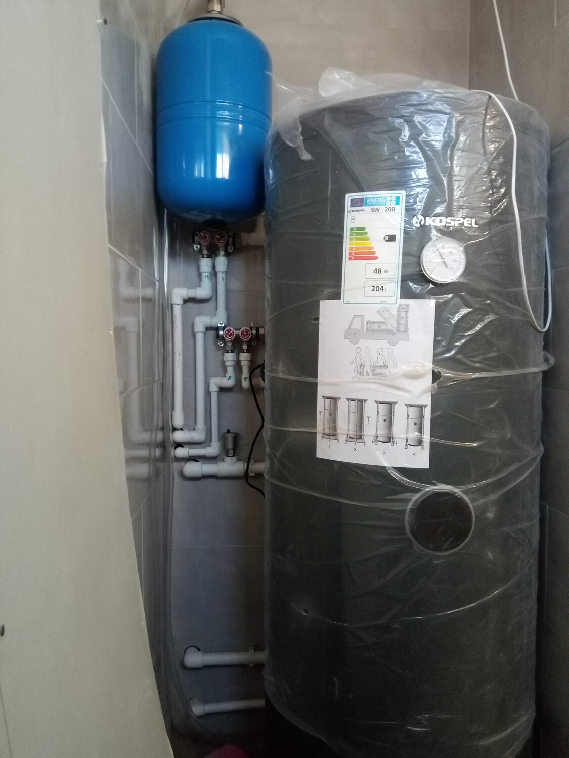 водоснабжение, газовый бойлер для нагрева воды, котел, внутрь бойлера напольного, оборудование