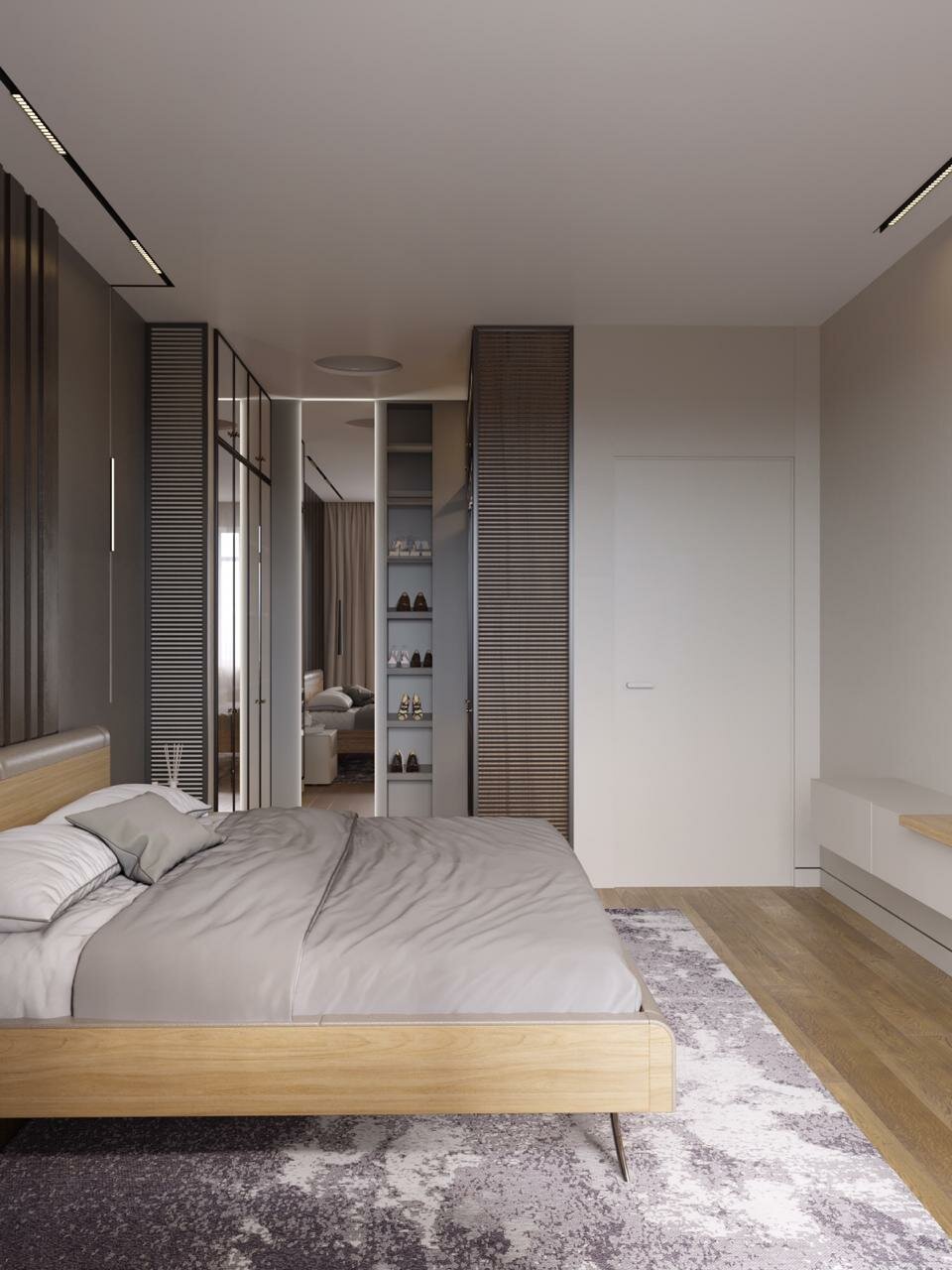 спальня в современном стиле, дизайн спальни, спальня в современном стиле однокомнатная, спальня 9м2 интерьер, спальни