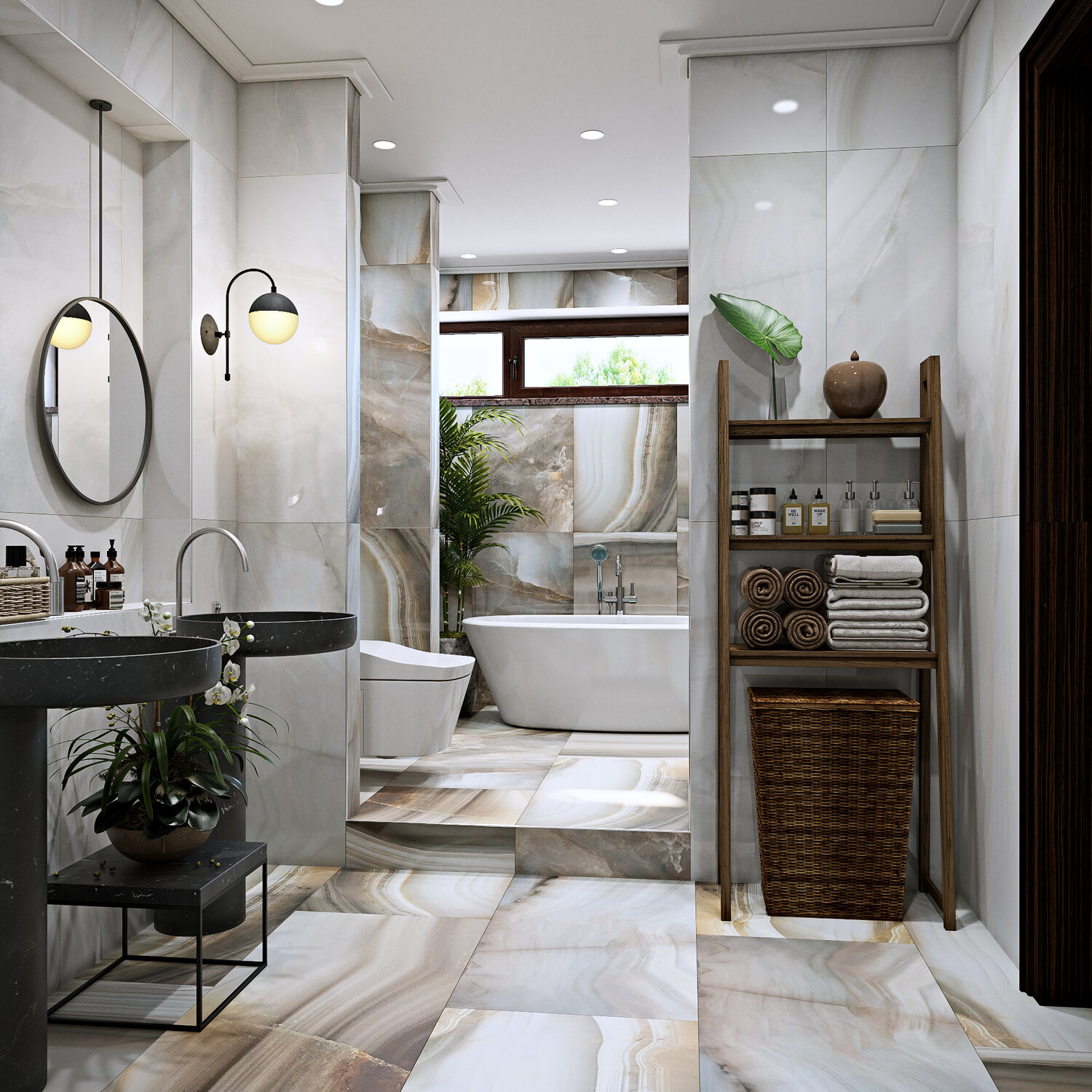 стильная ванная комната, ванная комната в стиле, ванная дизайн, интерьер ванной, стильная ванная