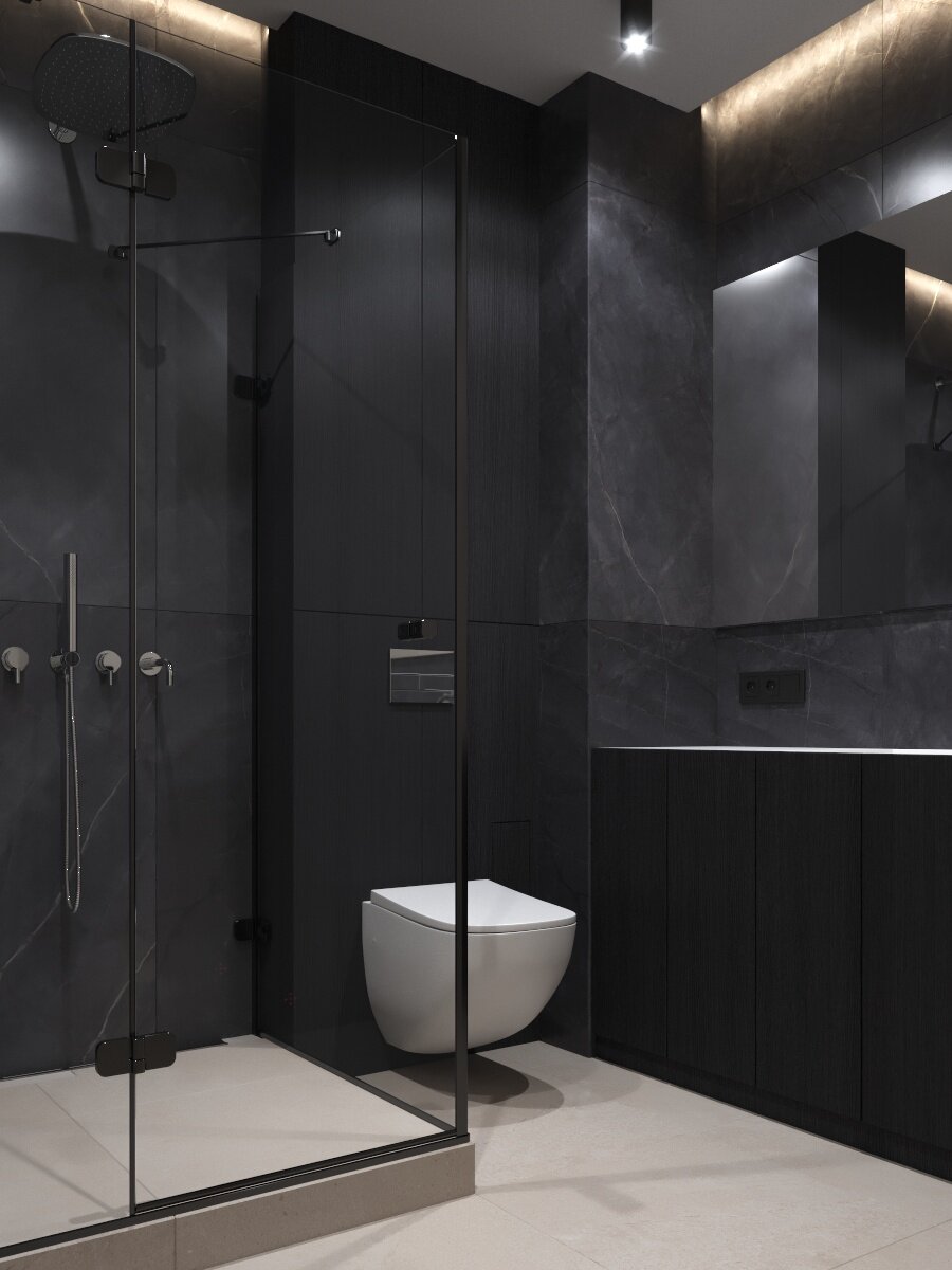 дизайн санузла в современном стиле, санузел в стиле минимализм, душевая дизайн, дизайн интерьеров, душевая дизайн интерьера