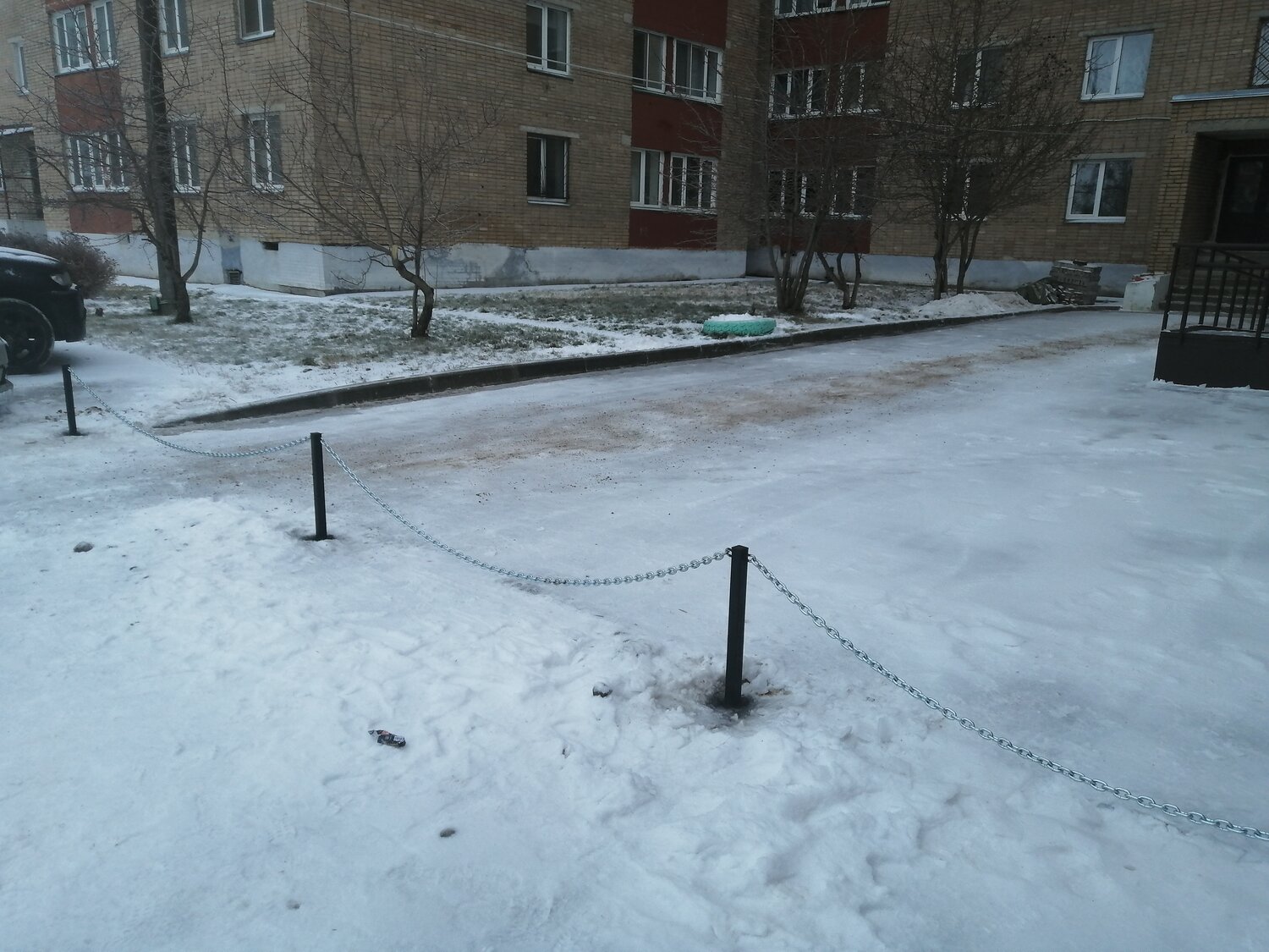 улица, во дворе, здание, снег, участок